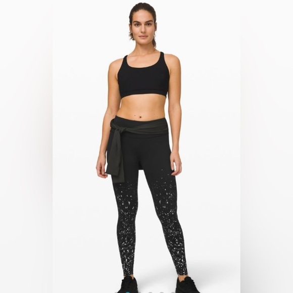 Lululemon Women's Size 6 Speed Wunder Tight 28” Spark Leggins Black Silver - Picture 2 of 12